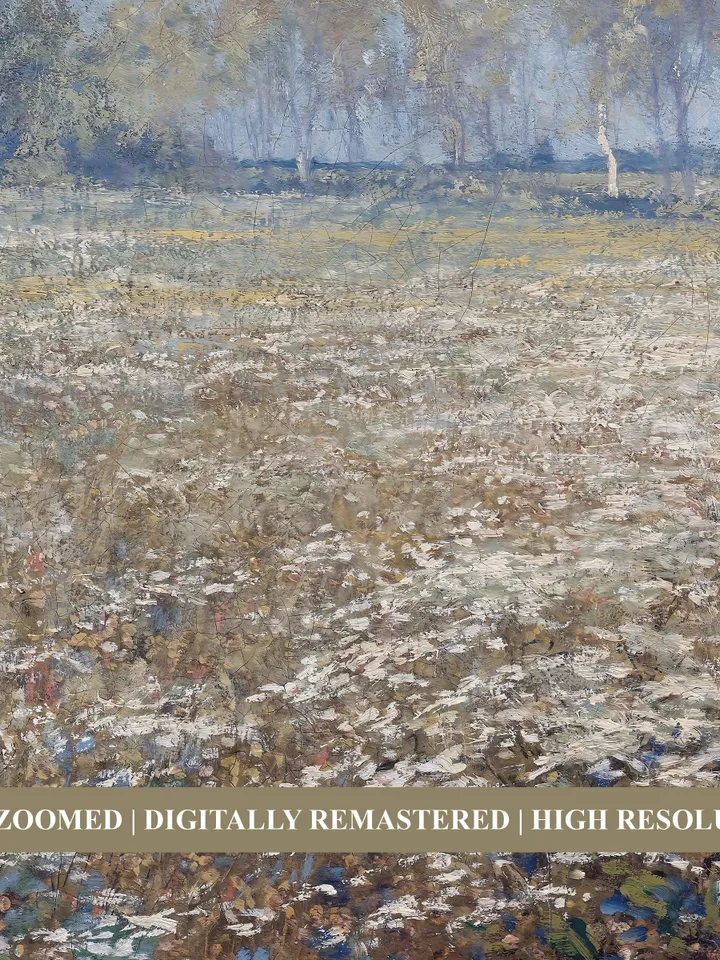Spring Meadow In Bloom Painting, Vintage Landscape Printable Art, Country Field Decor, Downloadable | 372