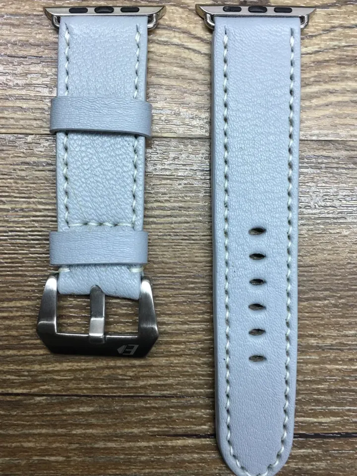 Apple iWatch Band 41mm Series 7 6, Valentines Day Gift Ideas, Apple Watch Strap 40mm, Light Blue Togo Leather Watch Straps, Smartwatch Band