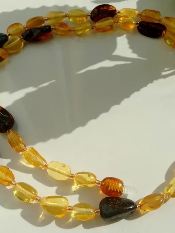 Adult Amber Necklace Multicolor Real Amber Healing Gem stone Jewelry Bead Necklace women Yellow Cognac Baltic Amber