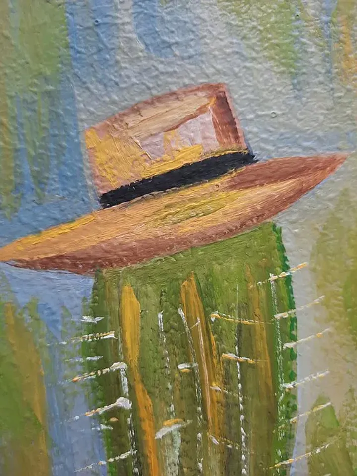 Cactus oil painting Cactus hat art