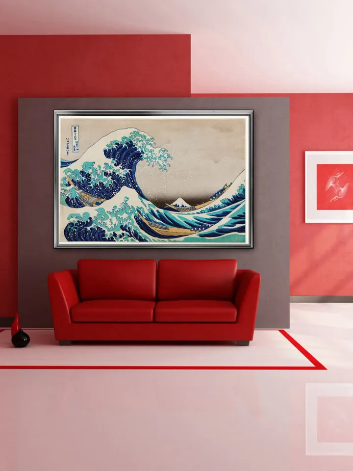 Katsushika Hokusai''Behind the wave off Kanagawa'' Print on Canvas , Floating Frame Option, Modern Wall Art, Extra Large Canvas Wall Art