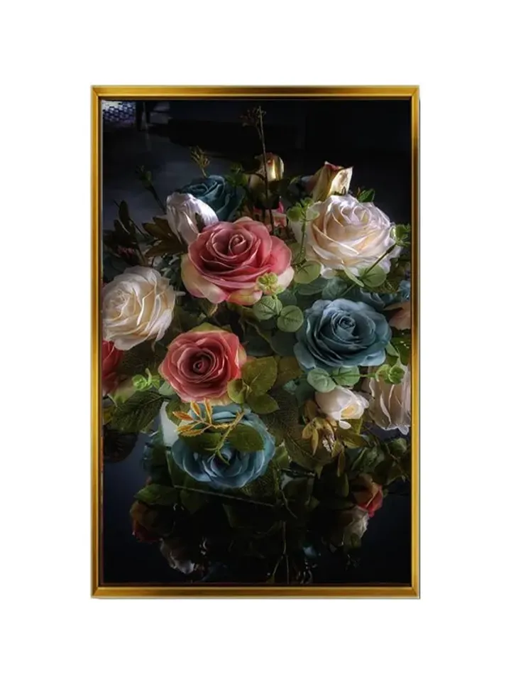 Roses Print on Canvas , Floating Frame Option, Modern Wall Art, Extra Large Canvas Wall Art