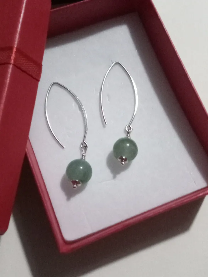 Sterling silver earrings with agate aquamarine green aventurine pearl