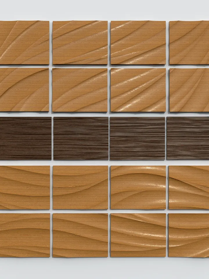 3D Model STL CNC Router file 3dprintable Wall Panel Waves