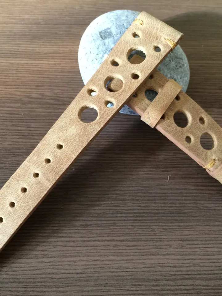Rally Watch Band, Leather watch strap, Racing watch strap, Beige Leather watch band, 19mm watch band, 20mm watch strap, FREE SHIPPING