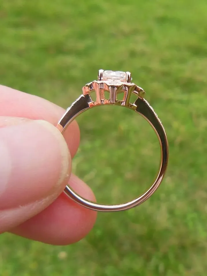 Wedding Ring,6mm Round in 14K Rose Gold Semi Mount Ring / Diamond Ring / Engagement Ring