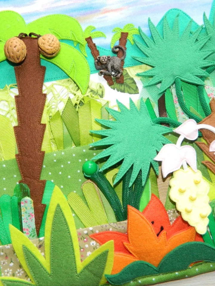 Jungle, Wildlife and Animals, Montessori Activity Book, Jungle Animals, Educational Toy Set, Felt Wild Animal