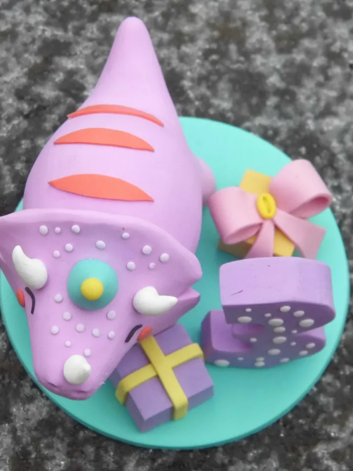 Triceratops cake topper for baby girl, Dinosaur figurine for cake, Cake topper birthday, Personalized cake topper, Handmade and unique