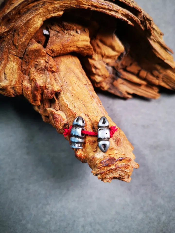 Gandhanra Handmade Tibetan Amulet Pendant,Mini Vajra and Dorje Bell, Mala Marker Bead Accessories, Made of Cold Iron