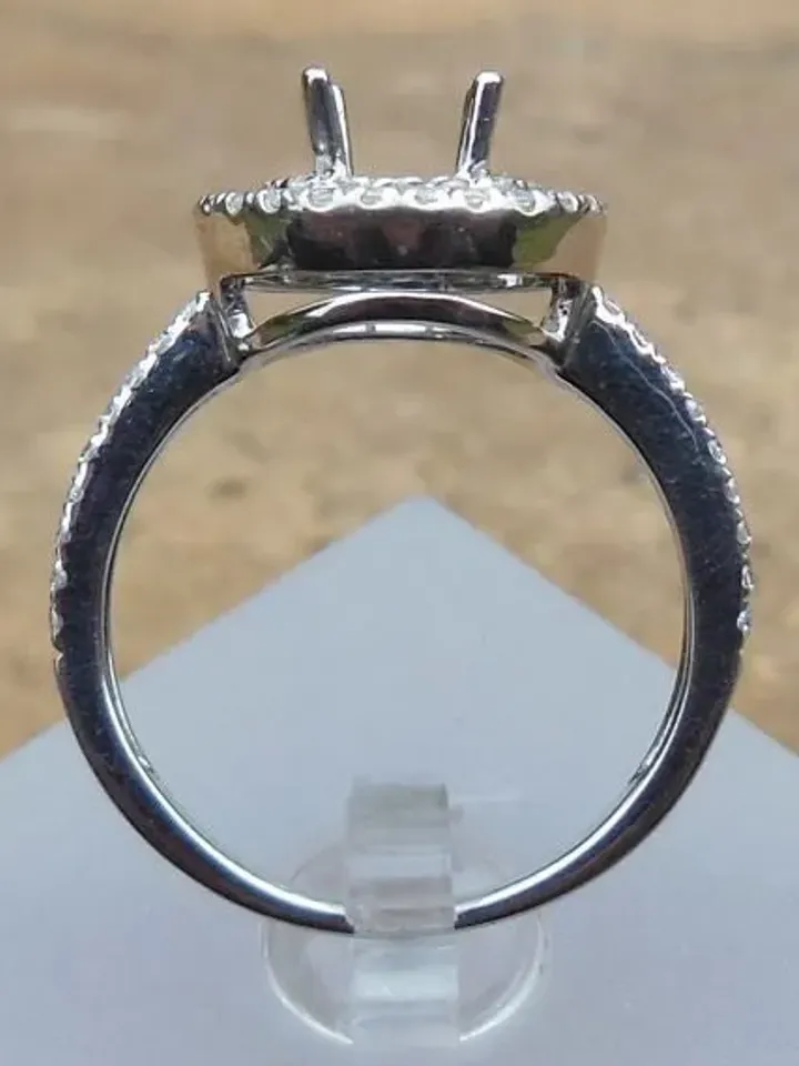 Solid 14K White Gold 6MM Round Shape Fashion Diamond Semi Mount Ring / Diamond Ring