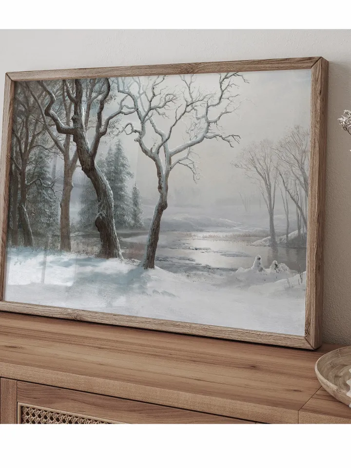 Winter In Yosemite Landscape, Muted Vintage Christmas Art, Printable Wall Decor Download | 342