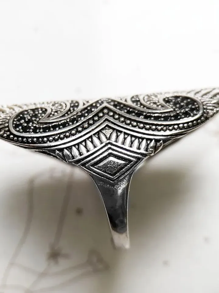 925 Silver Handmade Bohemian Ring, Handmade Chunky Ring, Big Vintage Ring, Distressed Ring, Large Boho Silver Ring, Statement Ring, Vintage
