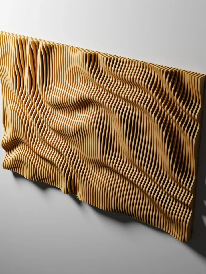 Parametric Wooden Wall Decor, wavy pattern, CNC files for cutting, PP2