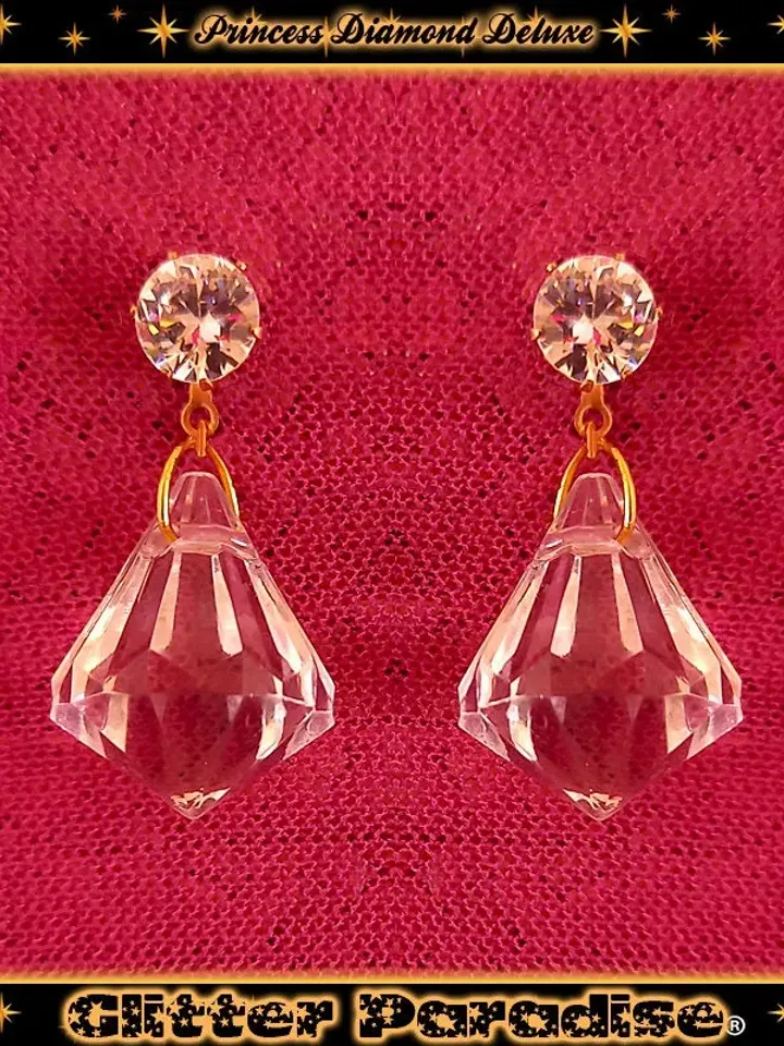Princess Diamonds - Boucles d'Oreilles - Diamants de Princesse - Bijoux Retro Glam - Bijoux de Bal Prom - Bijoux Diams - Glitter Paradise®