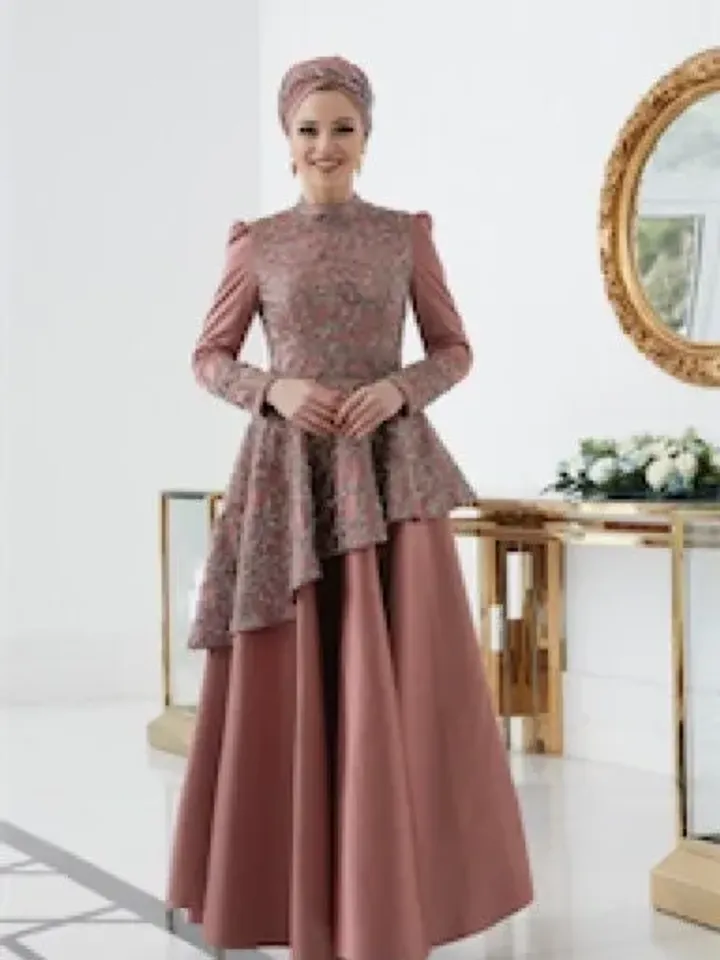 Hürrem Powder Satin Embroidered Ahunare Wedding Dress, Muslim Evening Gown, Nikah, Islamic Wedding, Engagement, Bridesmaid, Maxi Dress