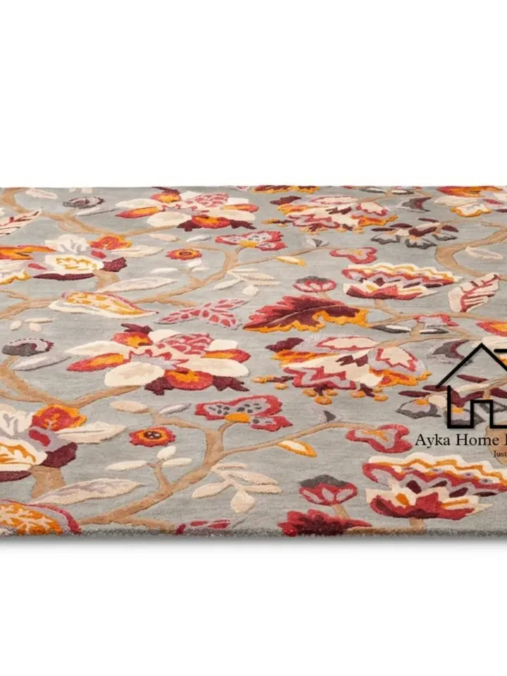 New Authentic Multi Colored Floral Rug 100% Woolen Anti Skid Area Rug Hand Tufted Carpet Wool & Silk Mixer