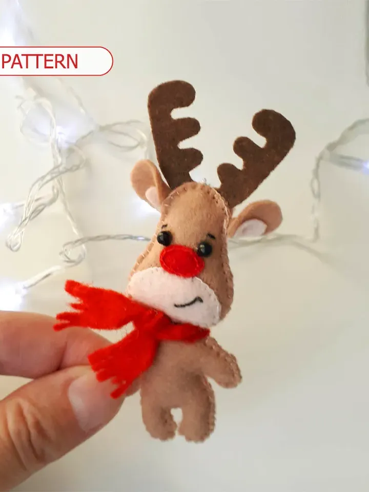 Christmas ornaments patterns SET for Advent Calendar , Stocking Stuffer for Kids , Reindeer , Penguin , Bear , Dog felt