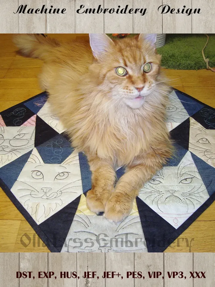Cats Quilt Blocks 7x7 ITH machine embroidery designs