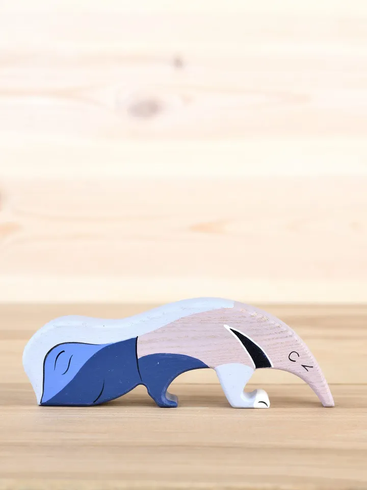 Wooden Anteater toy Tropical animals Ant-bear figure Rainforest animals