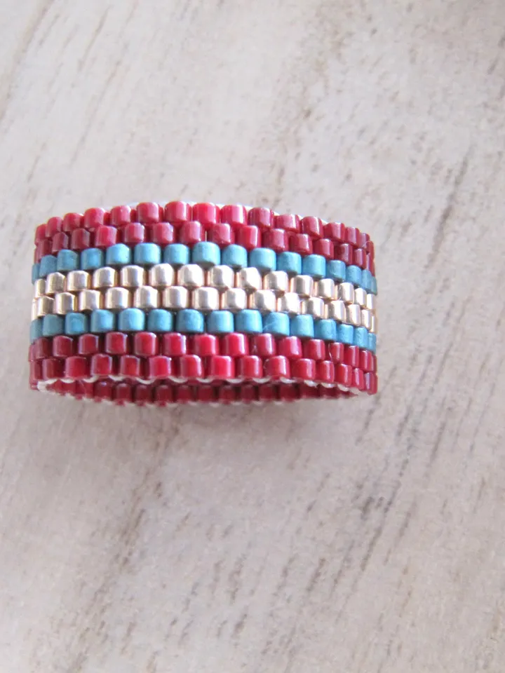 Miyuki bracelet and micro macrame, Miyuki ring, peyote jewelry, women gift Christmas gift for friend, macrame bracelet