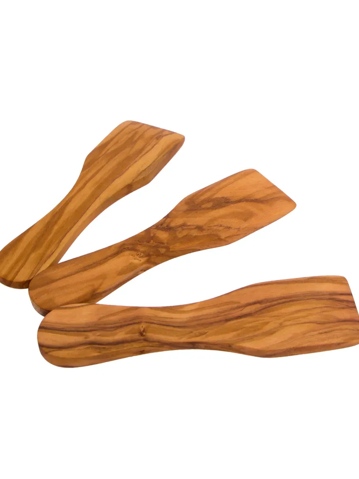 Wooden Raclette Spatula (set of 3) 13.50 cm / 5.30" - Olive Wood Small Spatulas / Kitchen Utensils, Handmade Wooden Spatula / Scraper
