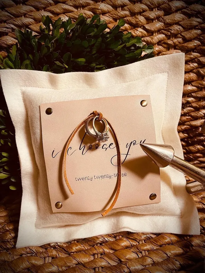 Unique customizable ring bearer pillow with strap and vow storage!
