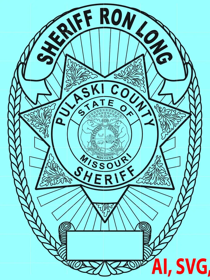 State of Missouri Pulaski County Sheriff Badge, Logo, Seal, Custom, Ai, Vector, SVG, DXF, PNG, Digital