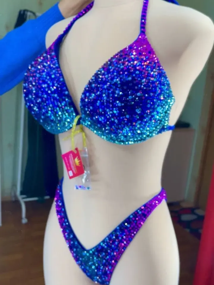 Competition Figure Suit with Crystals/Competition Suit/Posing Suit/Rhinestone Fitness NPC,IFBB,WBFF