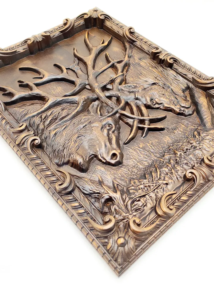 Wooden Carved Deer, Deer sculpture, Carver wall art deer, Wooden deer, folk art, Home decor wall art deears, Wooden deers Decoration