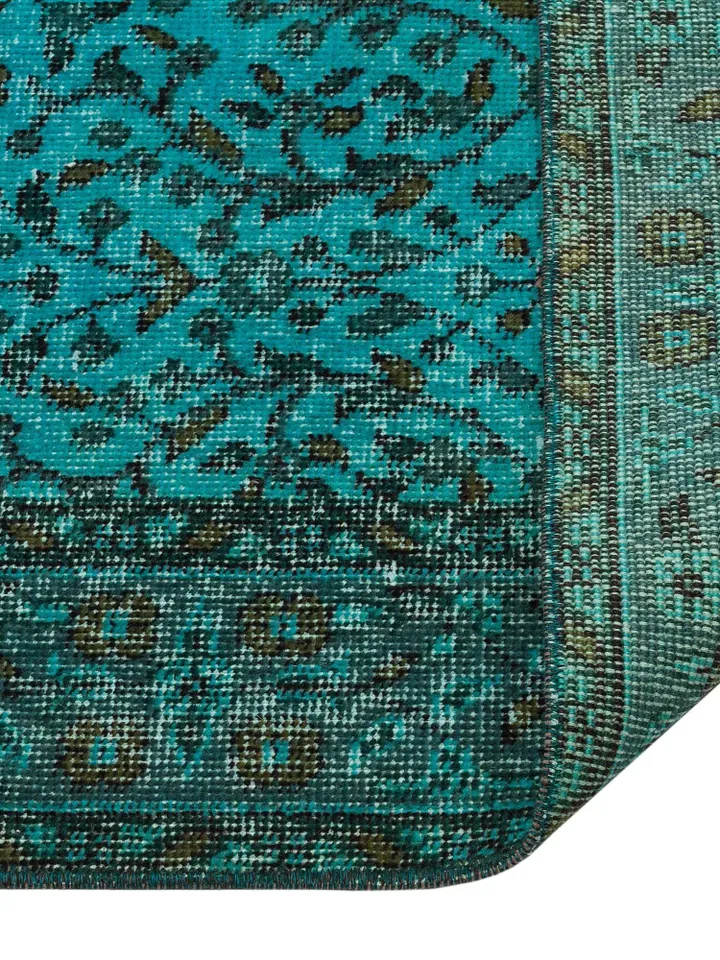 Bohemian Bliss: Hand-Woven Blue Turkish Rug for Your Living Room