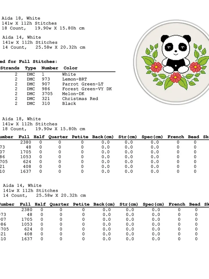 Little panda Cross Stitch Pattern. Baby Cross Stitch Pattern.