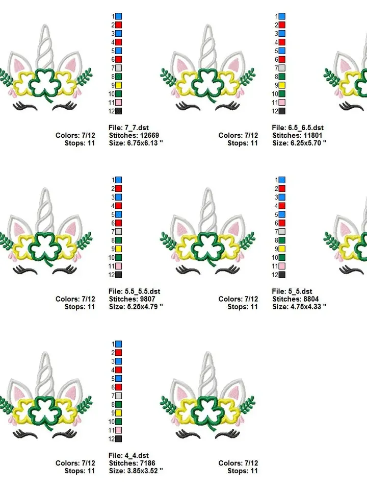 Cute Unicorn with clover Saint Patrick's Day Design Applique for Machine Embroidery