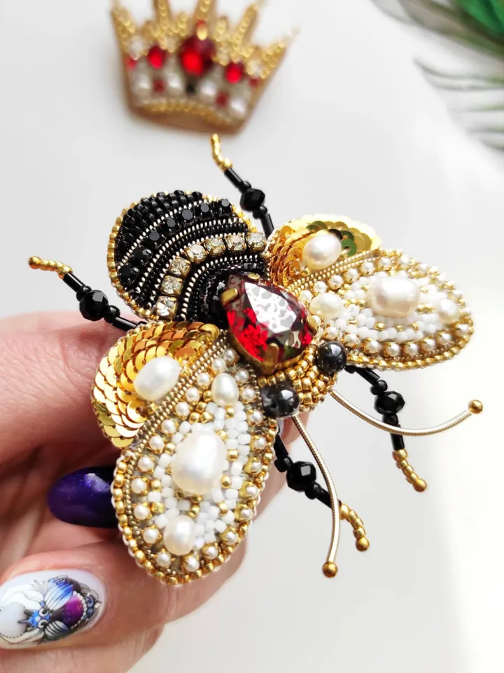 Set of brooches, insect pin, crown brooch, butterfly brooch, bug pin, bee brooch, bug brooch, insects, jewelry set