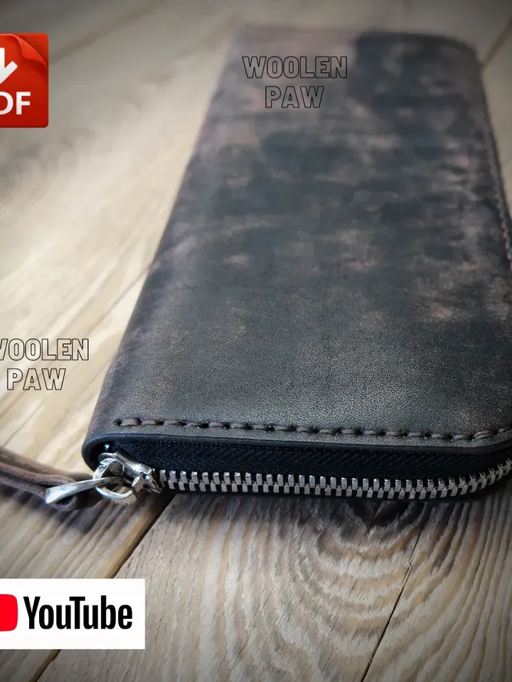 Leather pattern download - Zipper wallet. ZW1
