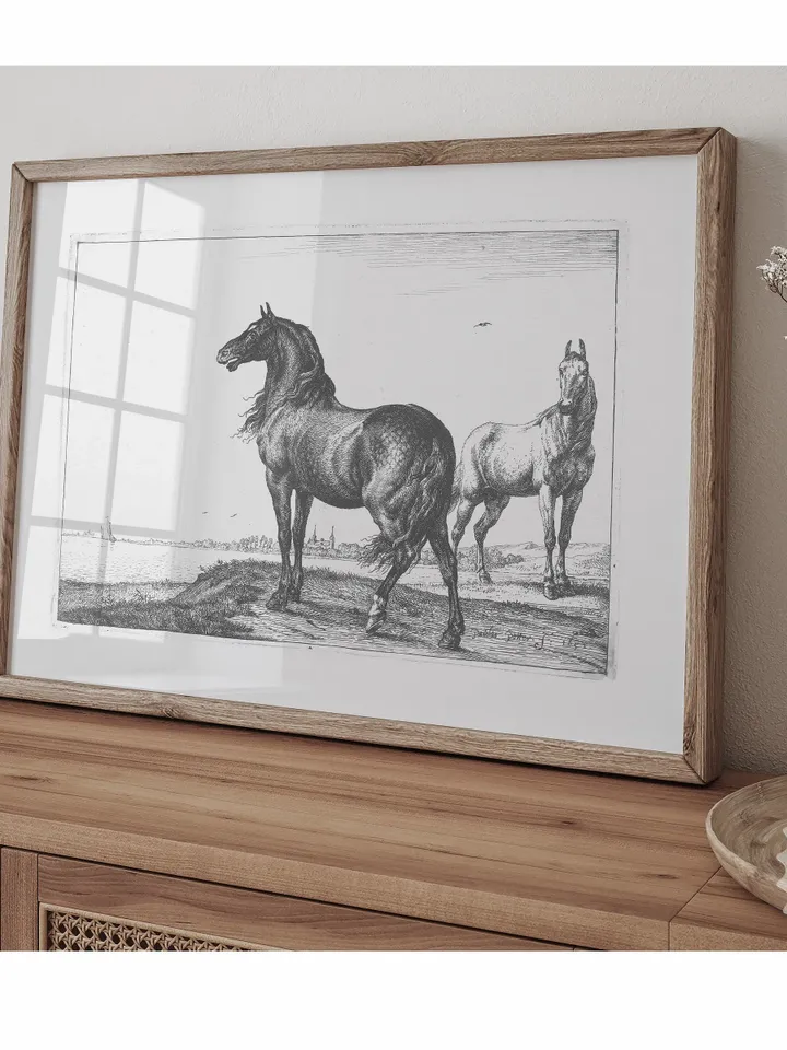 Horses Sketch Art Vintage Print, Antique Minimalist Drawing, Neutral Printable Wall Art, Digital Downloadable | 207