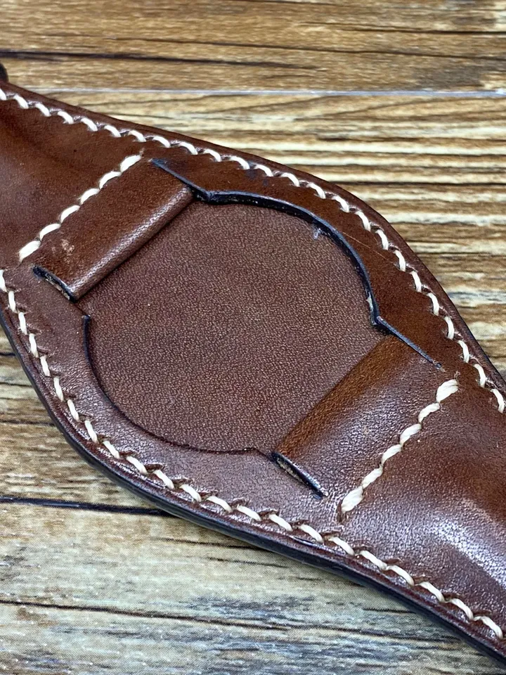 Full Bund Straps, Leather Watch Straps 20mm, Leather Cuff Watch Strap 19mm, Brown Mens Wrist Watch Band, Valentines Day Gift Personalise