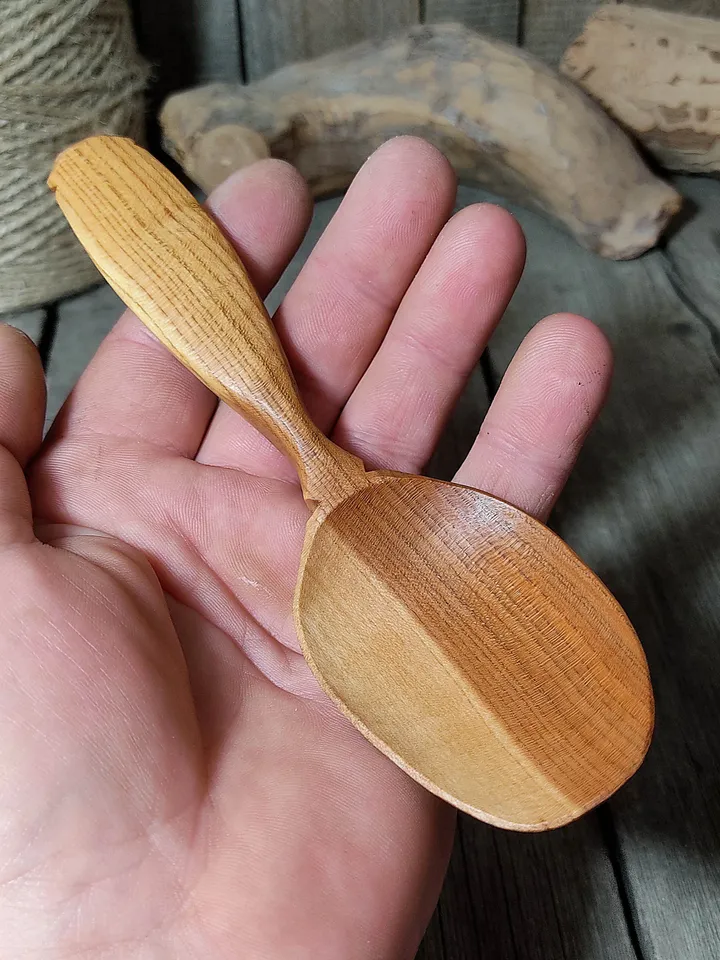 Handmade eating wooden spoon, Hand carved apricot spoon, Kitchen wooden spoon, Wooden soup spoon, Wooden tablespoon