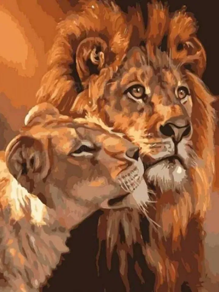 Canvas love of lions Coloring by Number Set with Roll , the art of painting, education and entertainment.