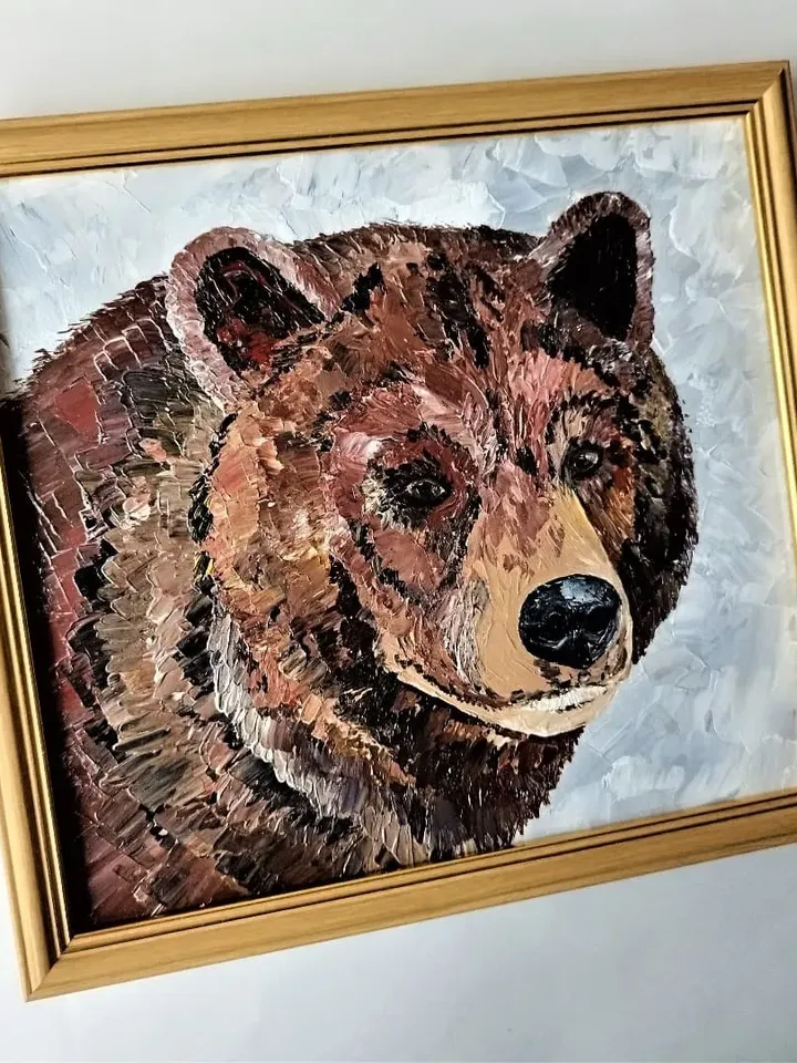 Brown bear painting acrylic Animal artwork