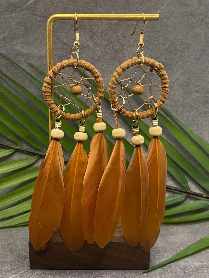 Brown Dreamcatcher Earrings, dream catcher earrings, dreamcatcher earrings, hippie earrings, dream catcher earring