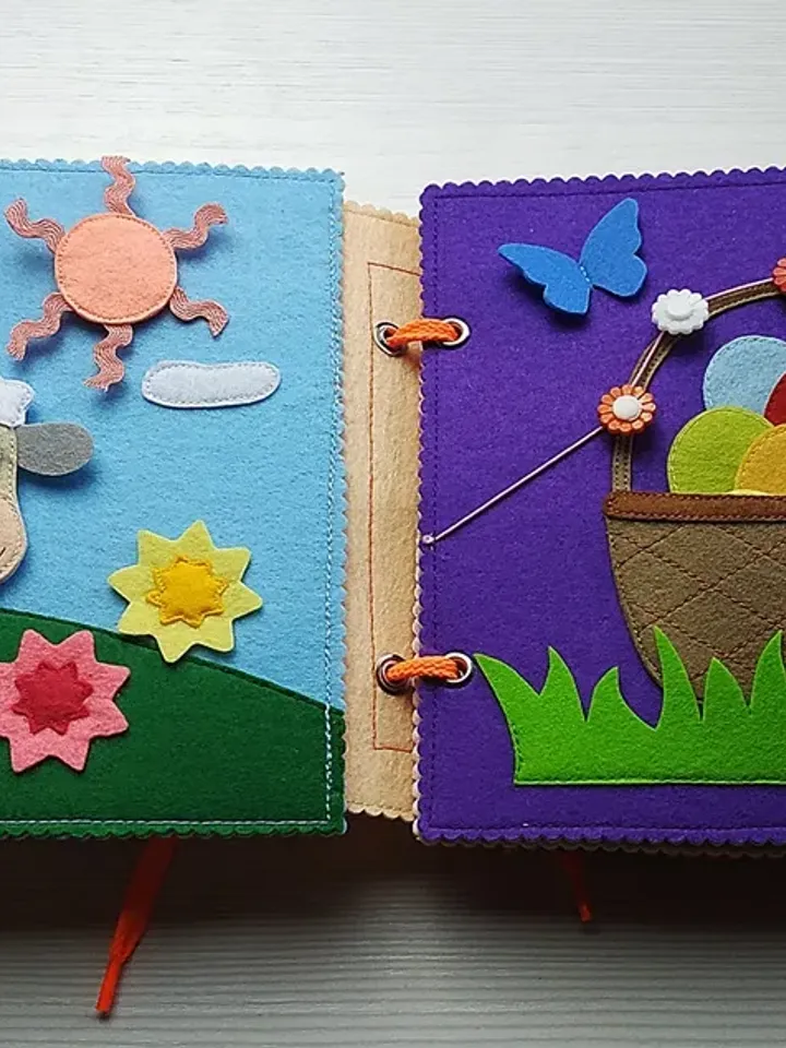 Quiet book pattern, felt pattern, felt dollhouse animals quiet book, felt sewing pattern, kids toddler toys, Easter gift