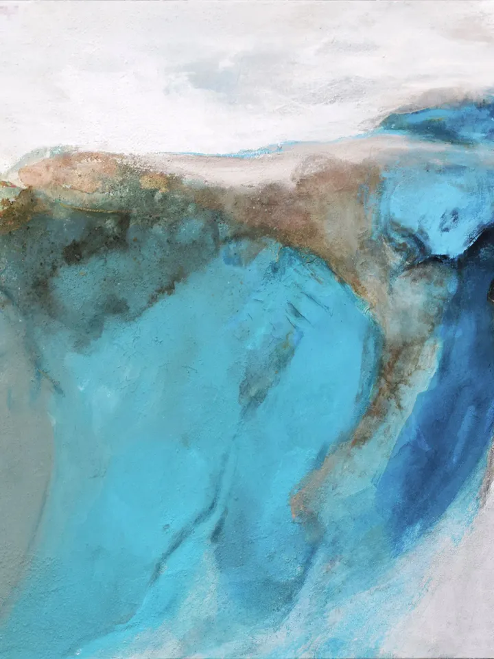 Large Abstract Landscape Painting, Light Blue Wall Art, Large Canvas Painting Art for Living Room, Nordic Style Canvas Art