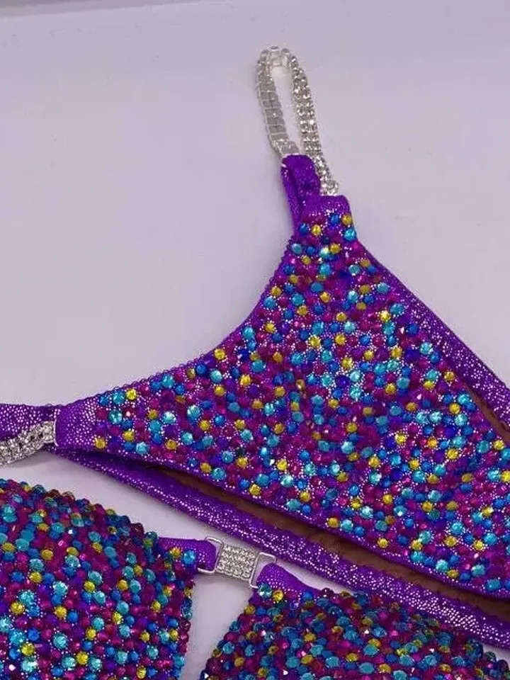Competition Figure Suit with Crystals/Competition Suit/Posing Suit/Rhinestone Fitness NPC,IFBB,WBFF