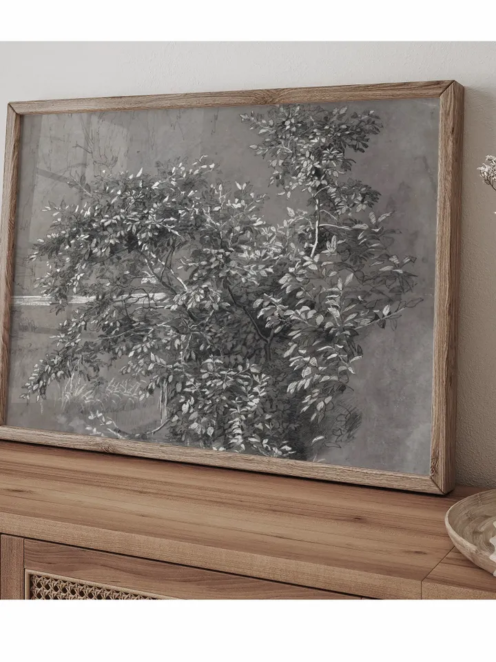 Branched Tree Dark Sketch Antique Drawing, Vintage Kitchen Wall Art Decor, Printable Downloadable | 290