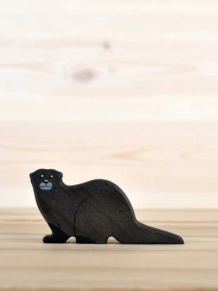 Wooden Otter figurine Sea beaver animal figure