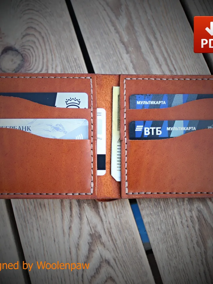 PDF leather template to make a Bi-fold wallet. BF4