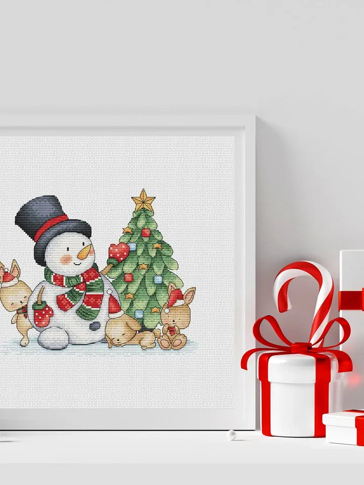Merry Christmas Cross Stitch Pattern PDF, Bunny Counted Cross Stitch, Cute Rabbit Embroidery Instant Download Digital PDF File