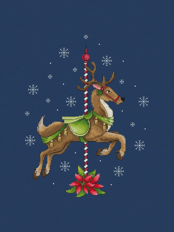 Christmas Deer Cross Stitch Pattern PDF, Counted Cross Stitch Pattern, Winter Cozy Counted Cross Stitch, Holiday Cross Stitch Download PDF