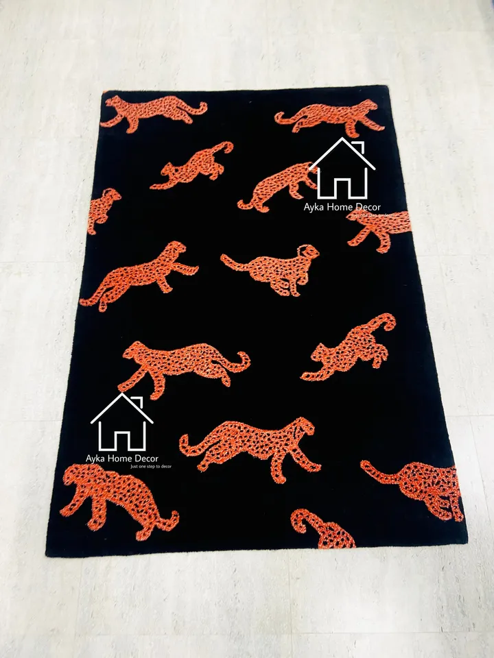 Wildo Soft Black Color Woolen Area Rug By Ayka For Hall Kitchen Living Room Bed Room Dining Room Kids Room Carpet / Home Decor Rug Christmas