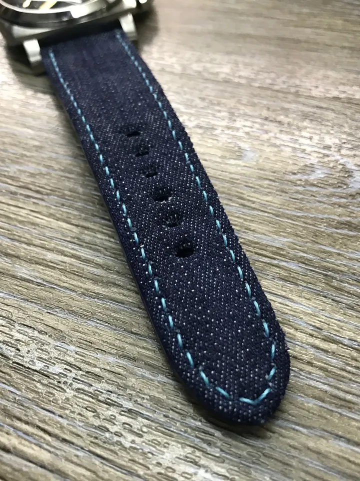 leather watch strap, Denim watch band, Denim watch strap, 26mm Blue watch band for men, 26mm watch strap, 24mm strap, watch band
